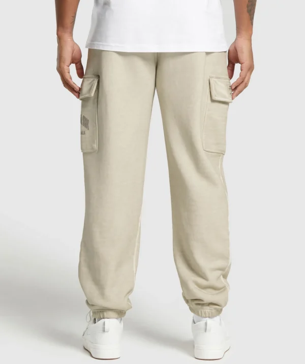 Hot Gymshark Heavyweight Washed Cargo Joggers PebbleGrey