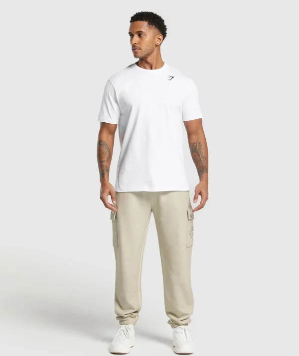 Hot Gymshark Heavyweight Washed Cargo Joggers PebbleGrey