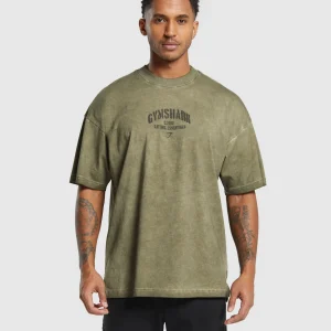 Discount Gymshark Heavyweight Washed T-Shirt UtilityGreen