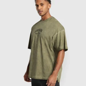 Discount Gymshark Heavyweight Washed T-Shirt UtilityGreen