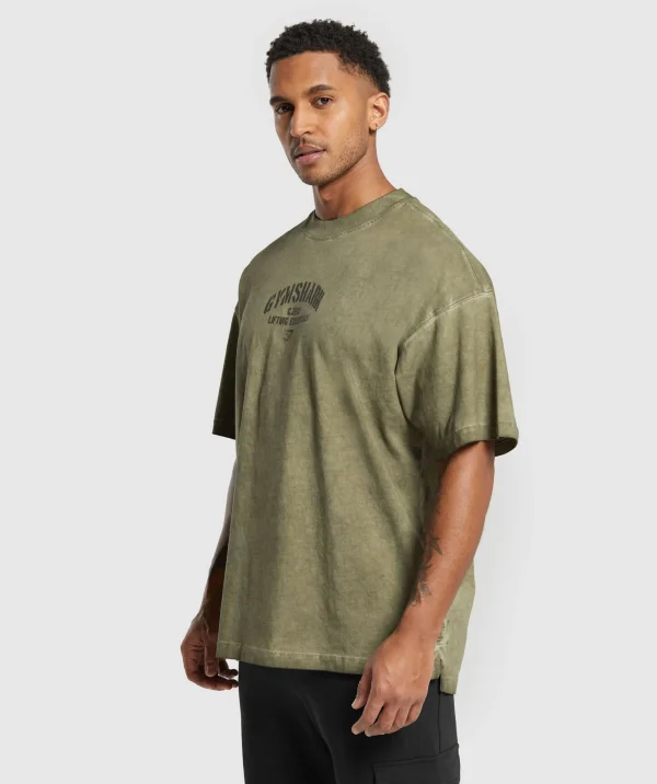 Discount Gymshark Heavyweight Washed T-Shirt UtilityGreen