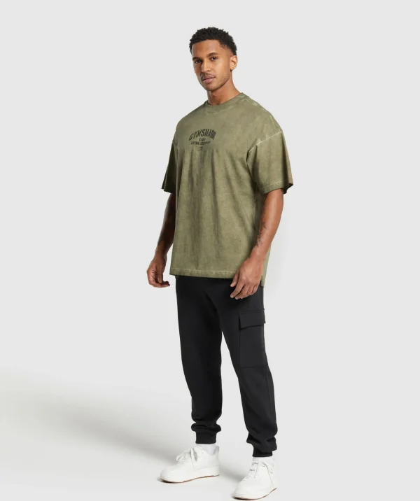 Discount Gymshark Heavyweight Washed T-Shirt UtilityGreen