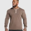 Best Gymshark Heavyweight Woven Collar Henley SoftBrown