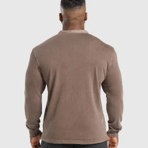 Best Gymshark Heavyweight Woven Collar Henley SoftBrown