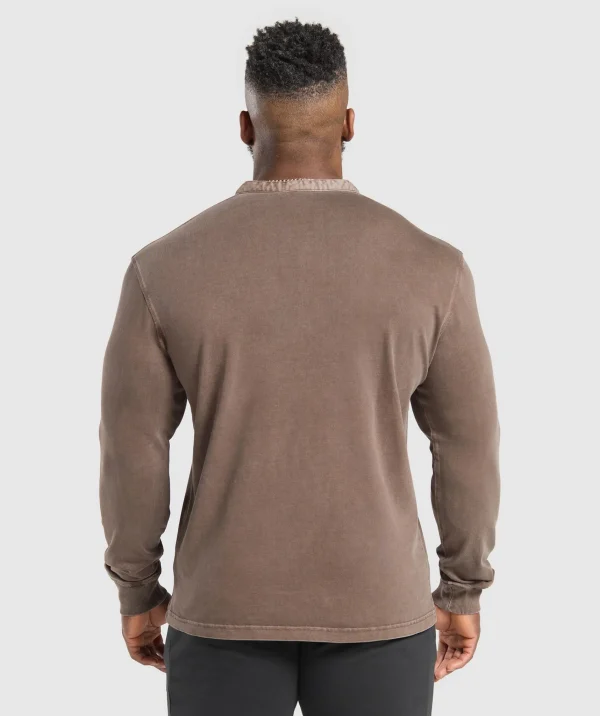 Best Gymshark Heavyweight Woven Collar Henley SoftBrown