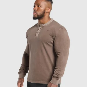 Best Gymshark Heavyweight Woven Collar Henley SoftBrown