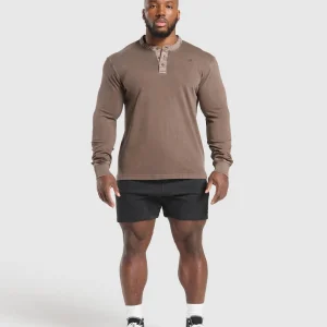 Best Gymshark Heavyweight Woven Collar Henley SoftBrown