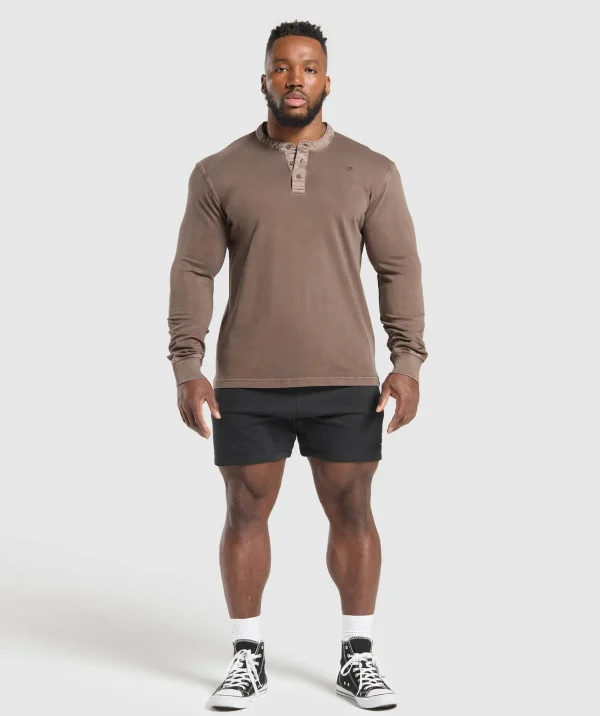 Best Gymshark Heavyweight Woven Collar Henley SoftBrown