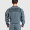 Discount Gymshark Heritage Washed Crew TitaniumBlue