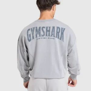 Online Gymshark Heritage Washed Crew DenimGrey