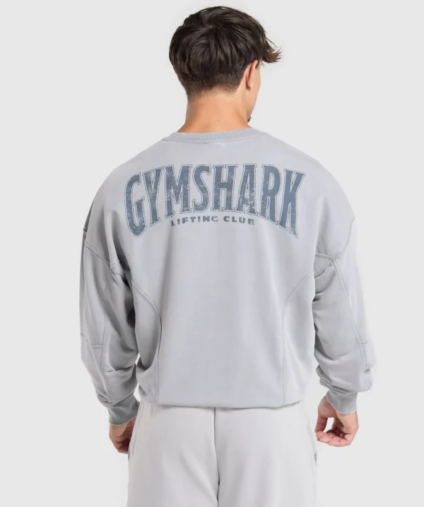 Online Gymshark Heritage Washed Crew DenimGrey