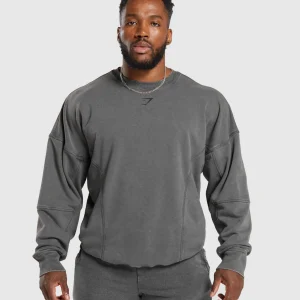 Best Gymshark Heritage Washed Crew OnyxGrey