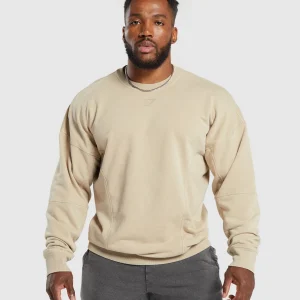 Outlet Gymshark Heritage Washed Crew DesertBeige