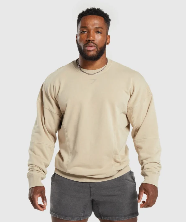 Outlet Gymshark Heritage Washed Crew DesertBeige