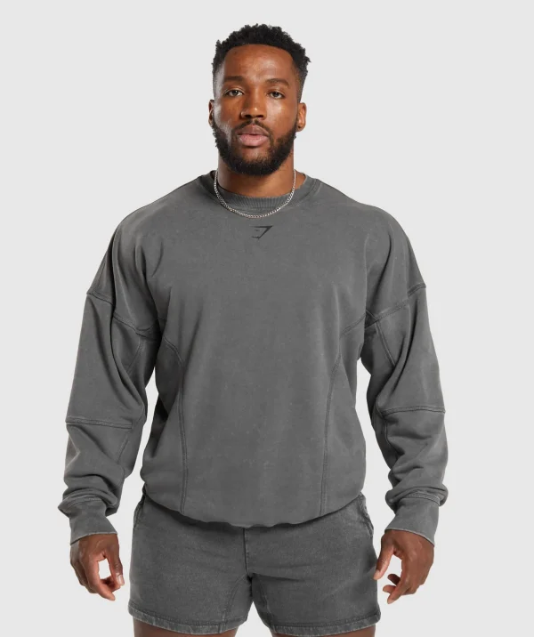 Best Gymshark Heritage Washed Crew OnyxGrey