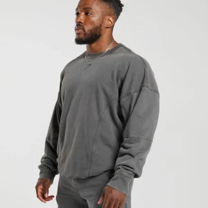 Best Gymshark Heritage Washed Crew OnyxGrey