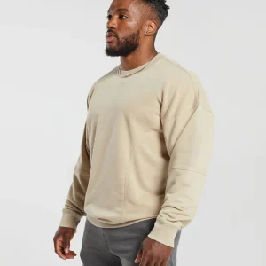 Outlet Gymshark Heritage Washed Crew DesertBeige