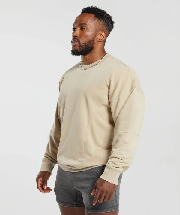 Outlet Gymshark Heritage Washed Crew DesertBeige