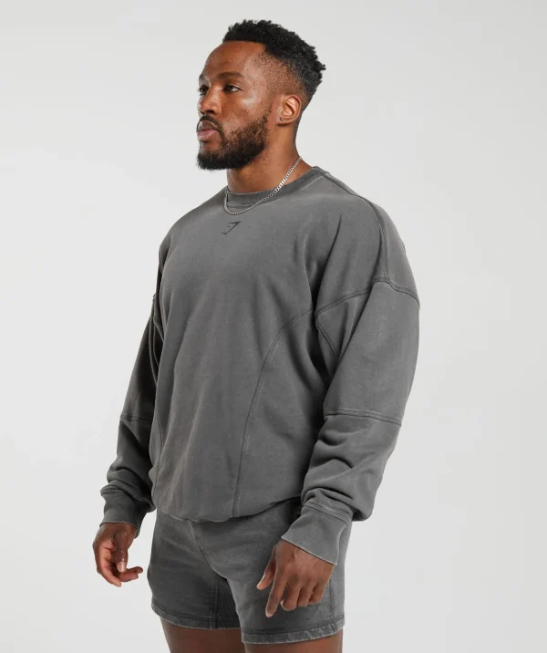 Best Gymshark Heritage Washed Crew OnyxGrey