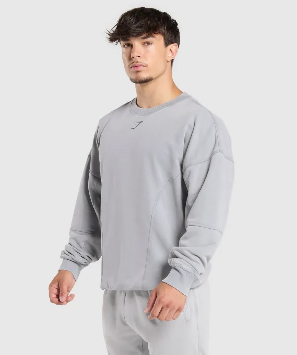 Online Gymshark Heritage Washed Crew DenimGrey