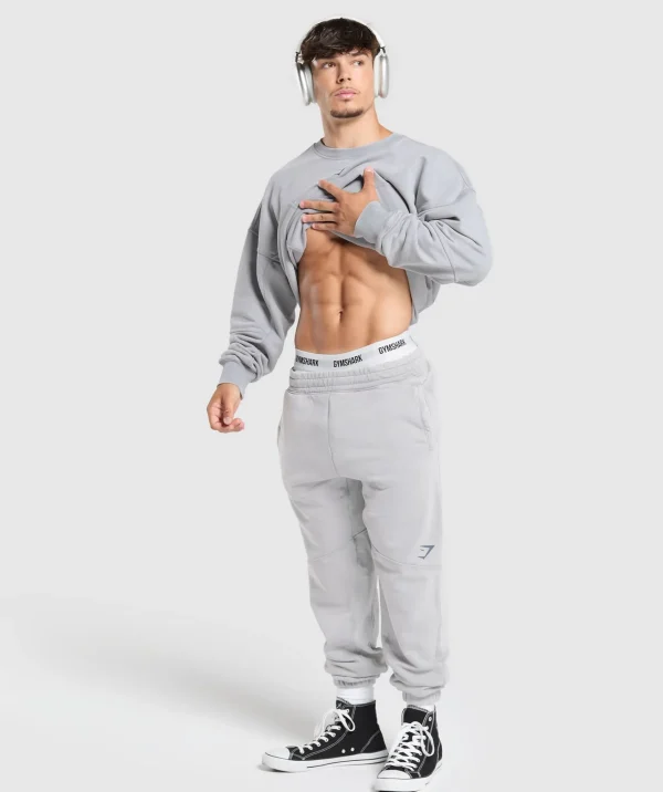 Online Gymshark Heritage Washed Crew DenimGrey