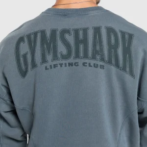 Discount Gymshark Heritage Washed Crew TitaniumBlue