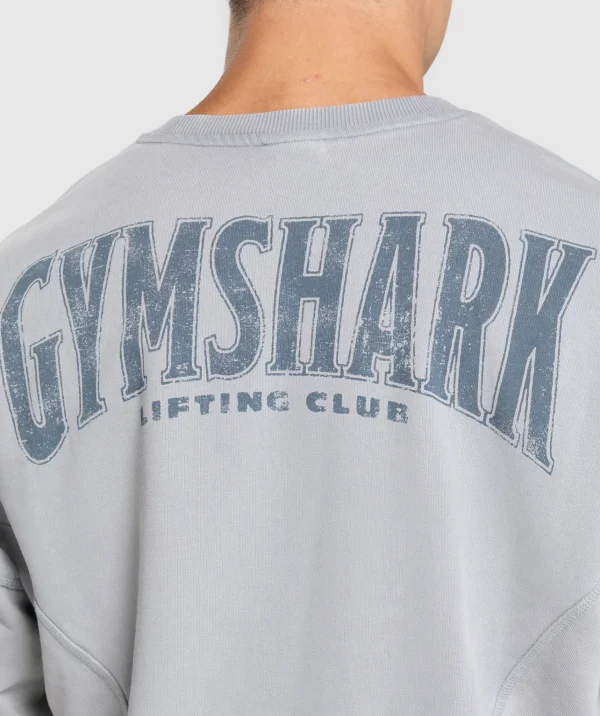 Online Gymshark Heritage Washed Crew DenimGrey