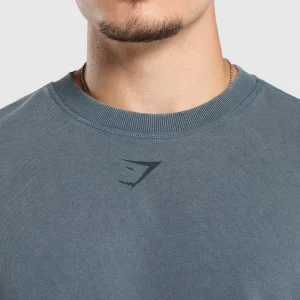 Discount Gymshark Heritage Washed Crew TitaniumBlue