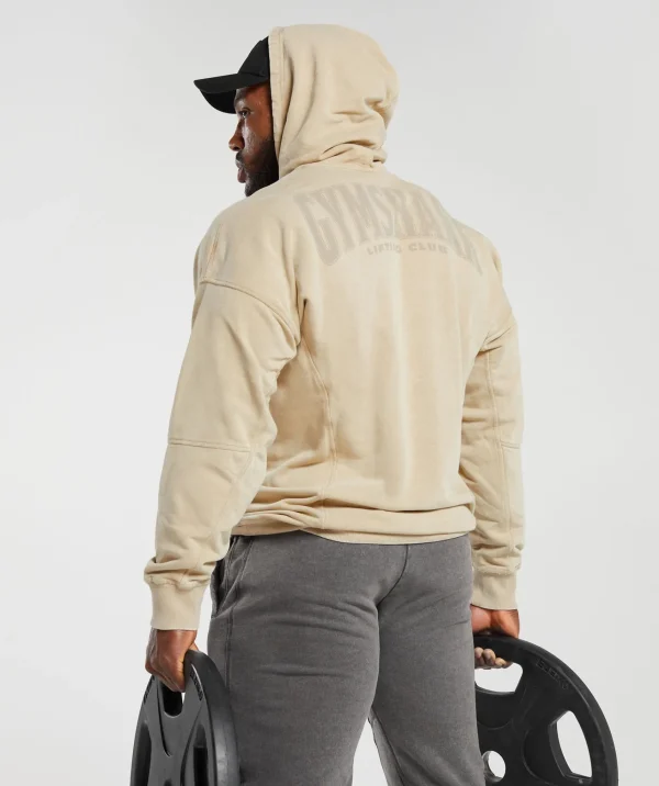 Hot Gymshark Heritage Washed Hoodie DesertBeige