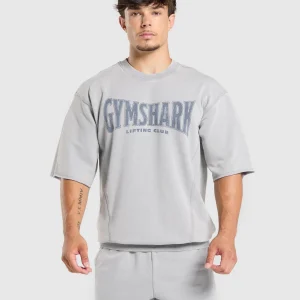 Hot Gymshark Heritage Washed Short Sleeve Crew DenimGrey
