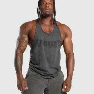 Sale Gymshark Heritage Washed Stringer OnyxGrey