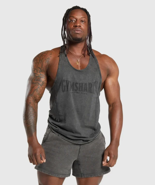 Sale Gymshark Heritage Washed Stringer OnyxGrey