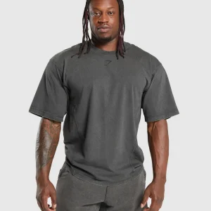 Clearance Gymshark Heritage Washed T-Shirt OnyxGrey