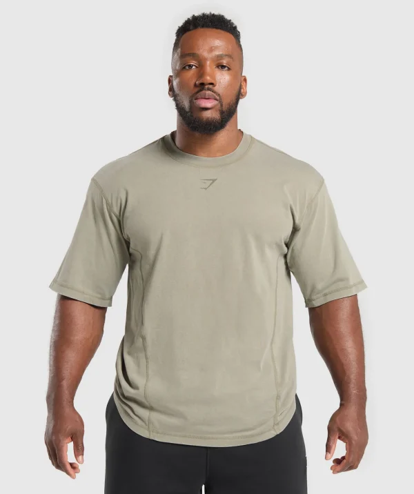 Online Gymshark Heritage Washed T-Shirt UtilityGreen