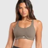 Clearance Gymshark Hybrid Sports Bra CamoBrown