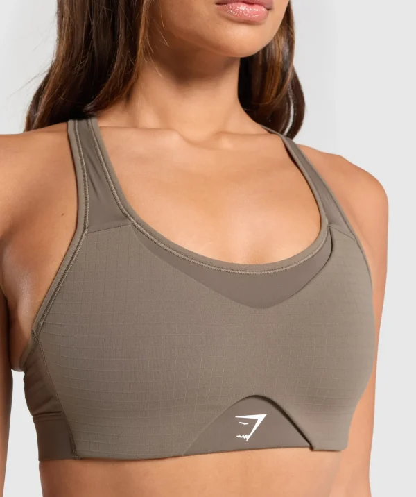 Clearance Gymshark Hybrid Sports Bra CamoBrown