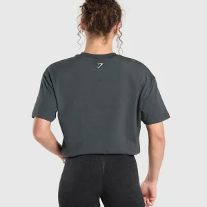 New Gymshark I Love Squats Graphic Oversized Tee AsphaltGrey