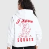 Clearance Gymshark I Love Squats Hoodie White