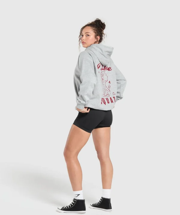 Hot Gymshark I Love Squats Hoodie LightGreyCoreMarl