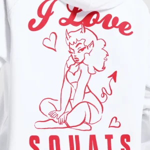 Clearance Gymshark I Love Squats Hoodie White