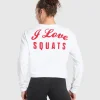 Clearance Gymshark I Love Squats Long Sleeve Skater White