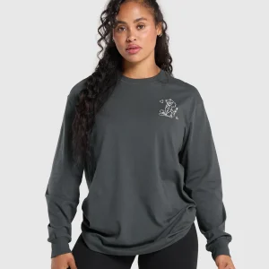 Sale Gymshark I Love Squats Long Sleeve Skater AsphaltGrey