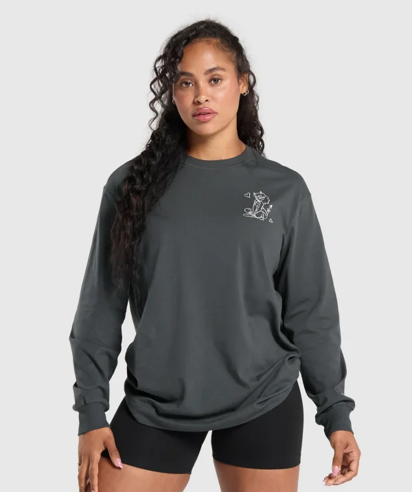 Sale Gymshark I Love Squats Long Sleeve Skater AsphaltGrey