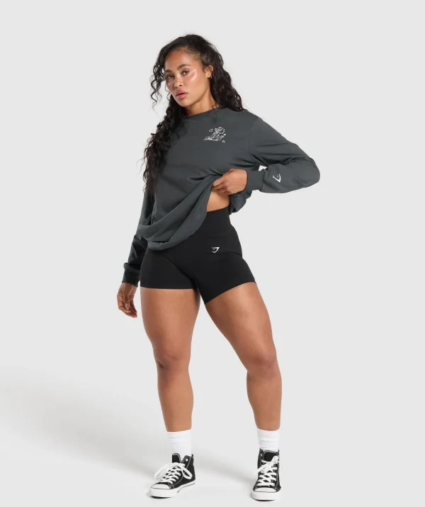 Sale Gymshark I Love Squats Long Sleeve Skater AsphaltGrey