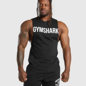 New Gymshark Impact Drop Arm Tank Black