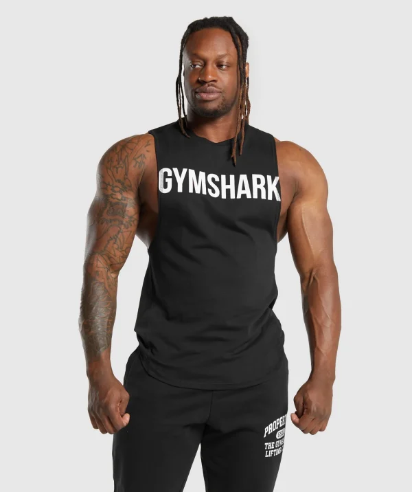 New Gymshark Impact Drop Arm Tank Black