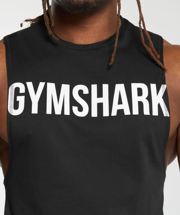 New Gymshark Impact Drop Arm Tank Black