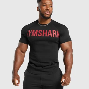 Online Gymshark Impact Muscle T-Shirt Black/VividRed