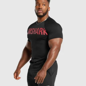 Online Gymshark Impact Muscle T-Shirt Black/VividRed