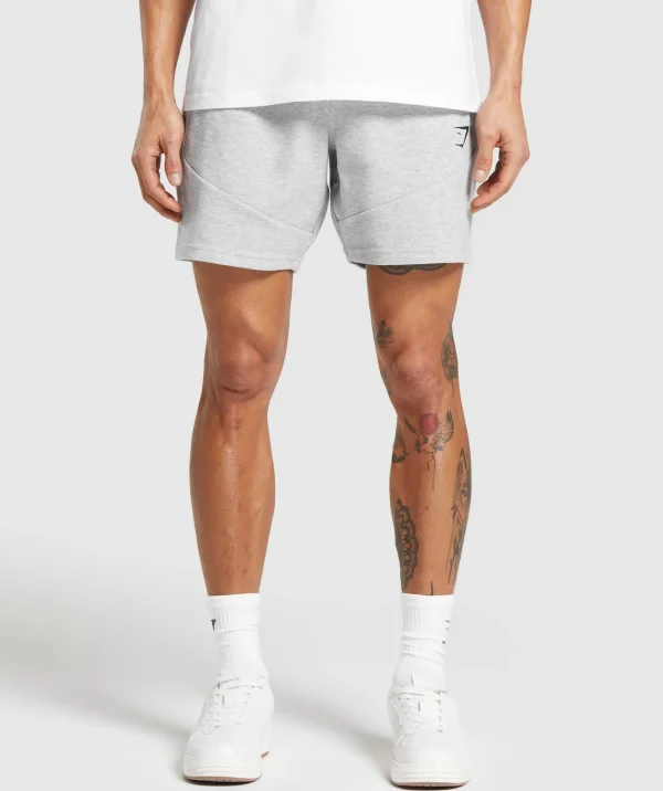 Hot Gymshark Interlock Tech 6" Shorts LightGreyCoreMarl